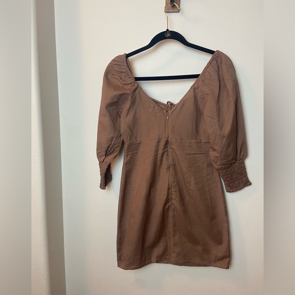 ASOS Brown Ruched Mini Dress - Picture 3 of 8